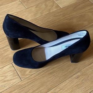 Clarks Black Suede 3” Heels with Block Heel Detail